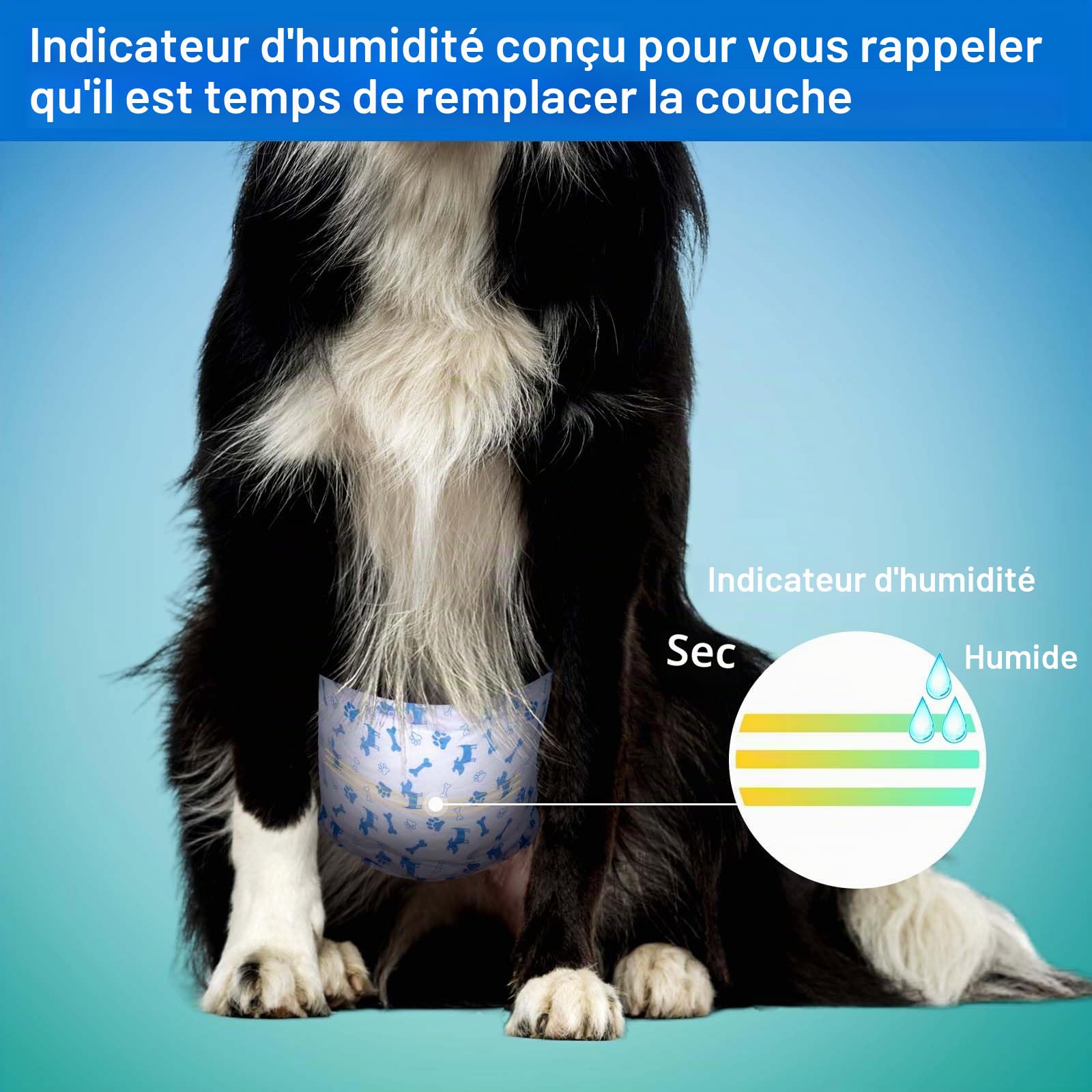 Pet Soft Couche Chien Male, Lot de 20 Couche Petit Chien, Ultra-Absorbantes Couches pour Chiens Incontinent avec Indicateur D'humidité et Anti-Fuite (S-20 Unité)