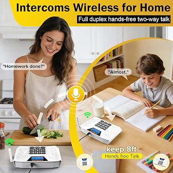 60L Wireless Intercom System Full Duplex Hands-Free Intercoms 2Pack
