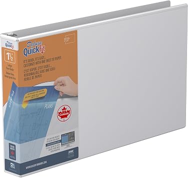 Stride QuickFit D-Ring Overlay Binders, Ledger, 1 1/2" Rings, 11" x 17" Sheet Size, 61% Recycled, White