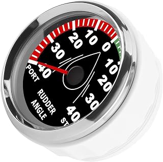Rudder Angle Gauge, Rudder Angle Meter 85Mm/3.4In for Boat for Vessel Yacht(Black silver frame)