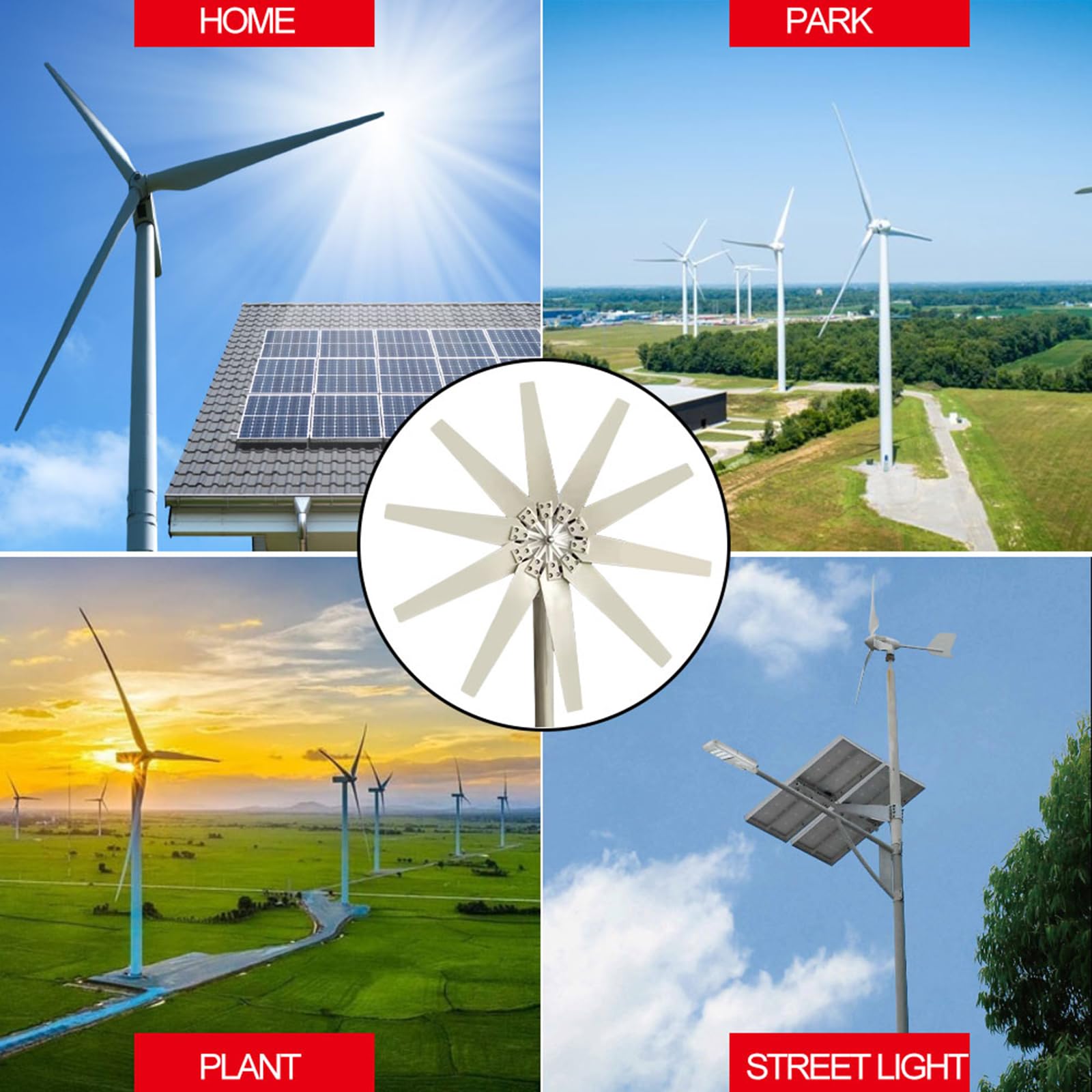 Kit Generatore Eolico Ad Asse Verticale Off-Grid Da 20000 W, Generatore Di Energia Eolica Da 12 V, 24 V, 48 V con Regolatore Ibrido Eolico-Solare per Uso Domestico