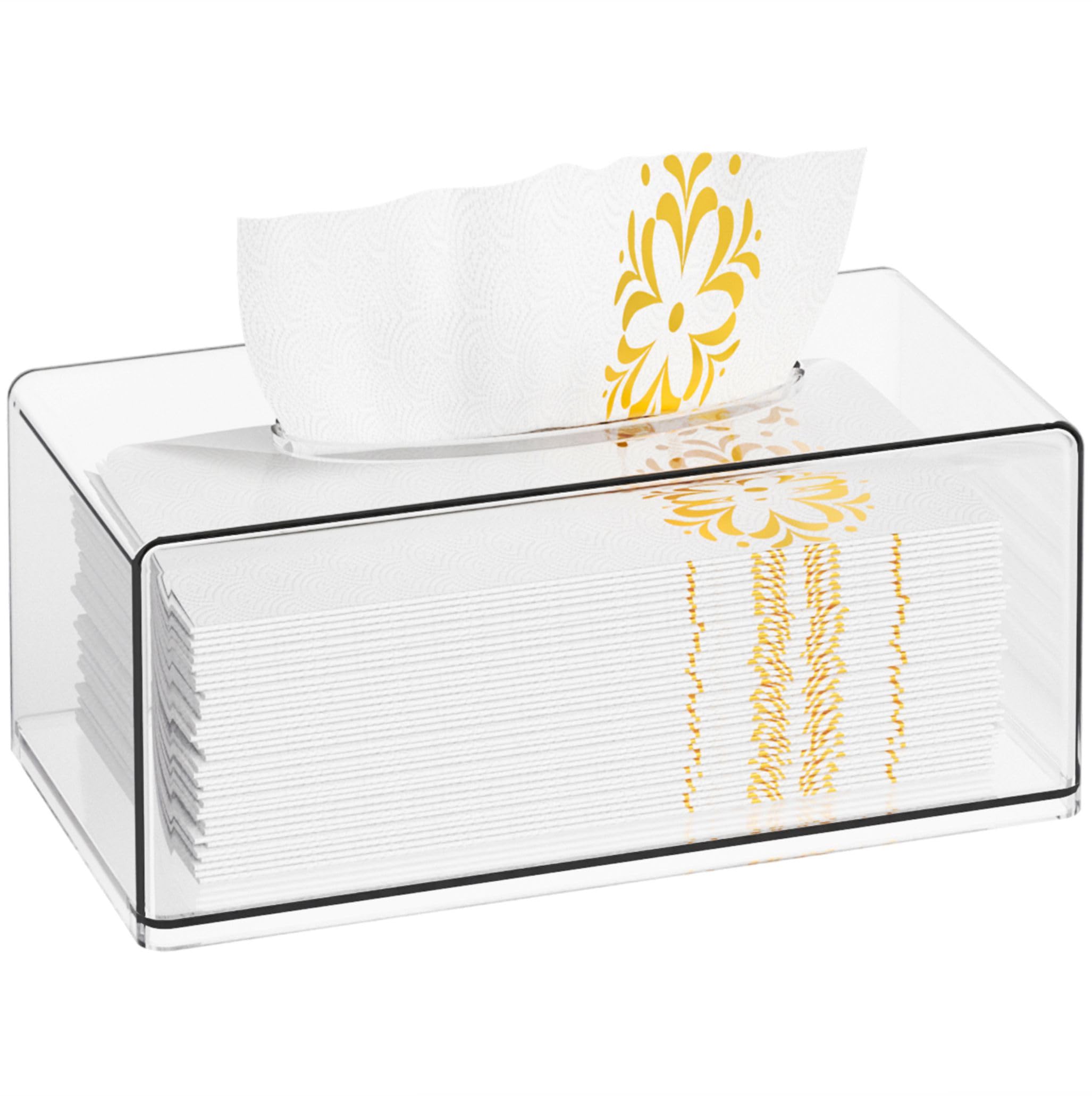 Cq acrylic Tissue Box Holder,Clear Tissue Box Cover Rectangle for Kleenex Tissue Cube Box,Napkin,Facial Tissue Dispenser Box Case for Countertop,