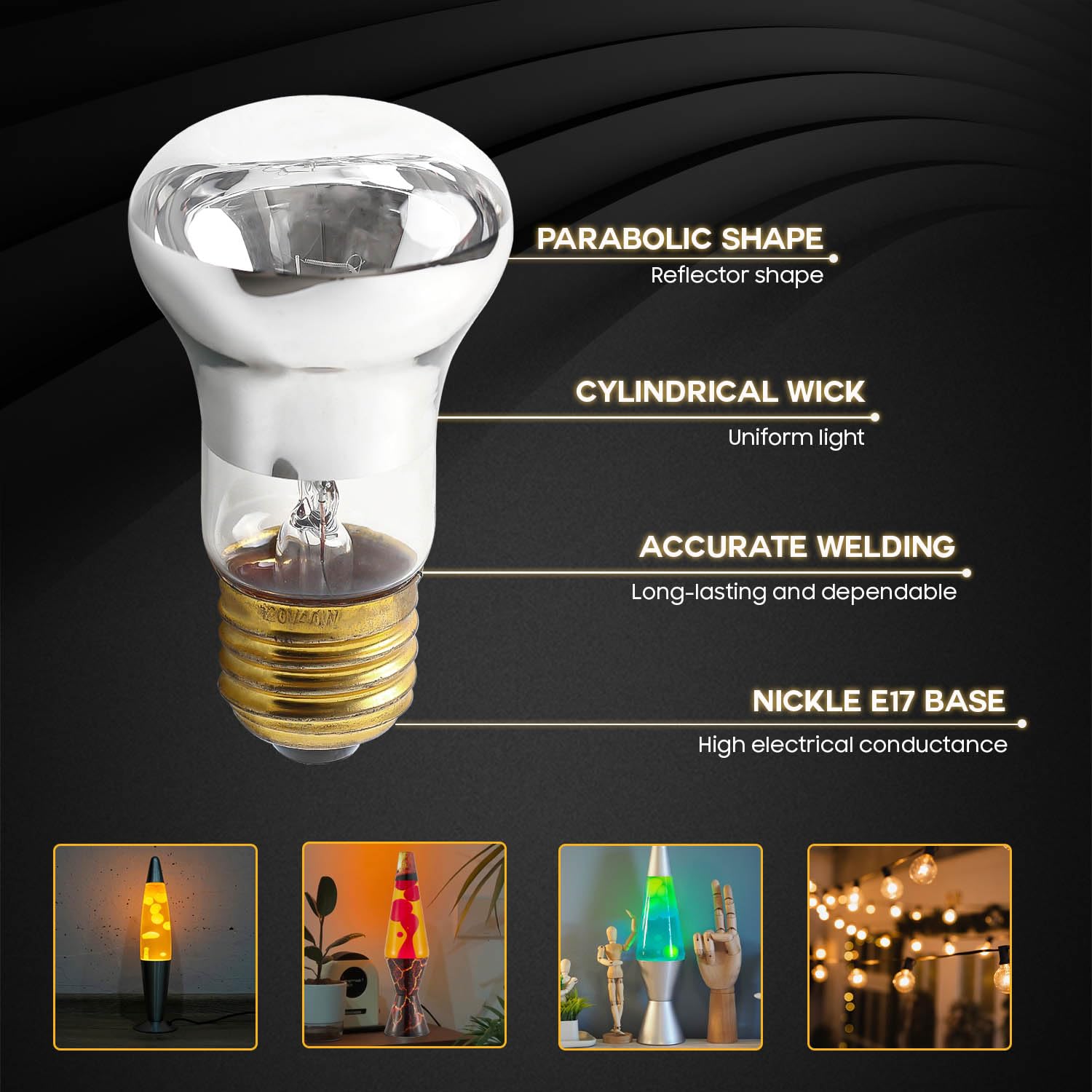R39 E17 - Bombilla incandescente de repuesto reflectora de 25 W, 120 V, luz blanca cálida ajustable, bombilla de repuesto para lámpara de lava, adecuada para lámpara de lava, lámparas de 4