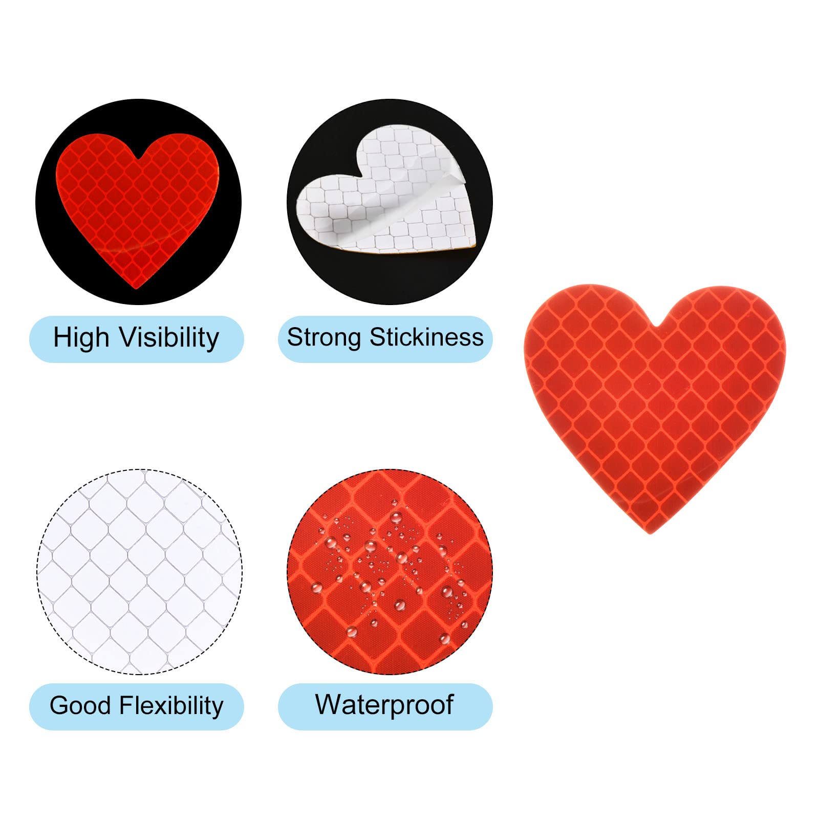 PATIKIL Reflecterende stickers, verpakking van 18 stuks, 1,61 x 1,57 inch, waterdichte lijm, hoge zichtbaarheid, nachtwaarschuwing, hartvorm, veiligheidstape- reflector voor vrachtwagens PATIKIL Reflecterende stickers, verpakking van 18 stuks, 1,61 x 1,57 inch, waterdichte lijm, hoge zichtbaarheid, nachtwaarschuwing, hartvorm, veiligheidstape- reflector voor vrachtwagens