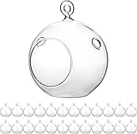 Vista 29 de WGV - Globo de terrario colgante, ancho 5 pulgadas, altura 6 pulgadas, maceta de aire para suculentas, florero de vidrio transparente con parte