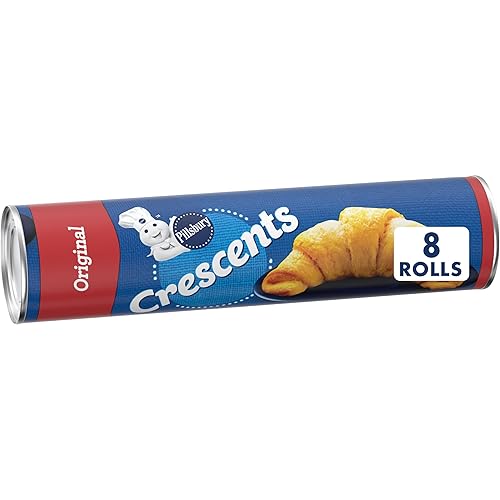 Pillsbury Crescent Rolls, masa de pastelería enlatada refrigerada original, 8 rollos, 8 onzas