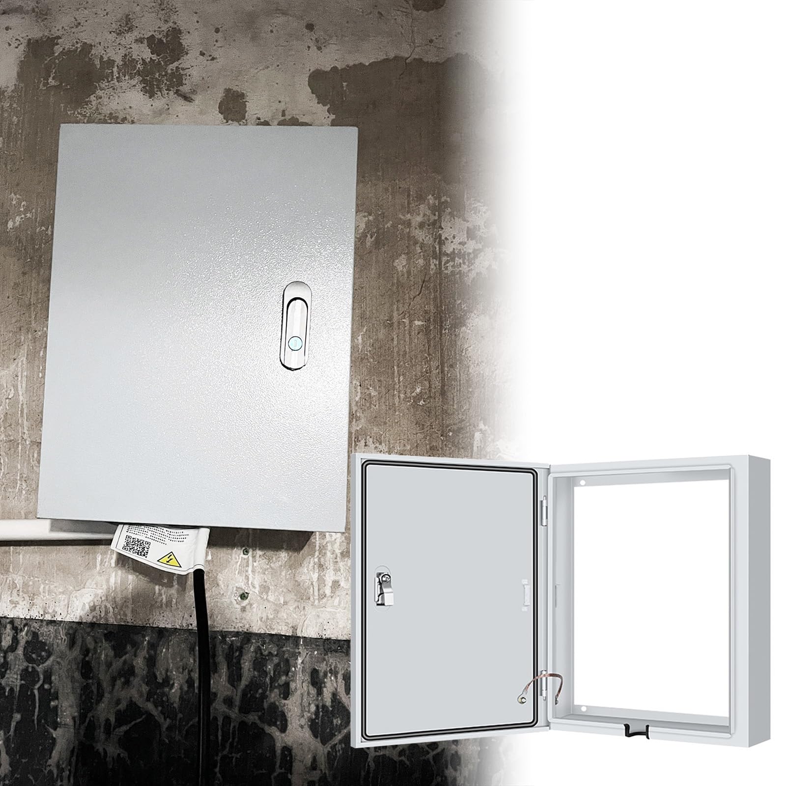 Caja Electrica Exterior Caja De Conexiones Eléctricas De Acero Rectangular De Gran Tamaño, Resistente A La Intemperie, Con Tira De Sellado Y Protección Para Cables, Ideal Para Exteriores.((WxHxD)600x6