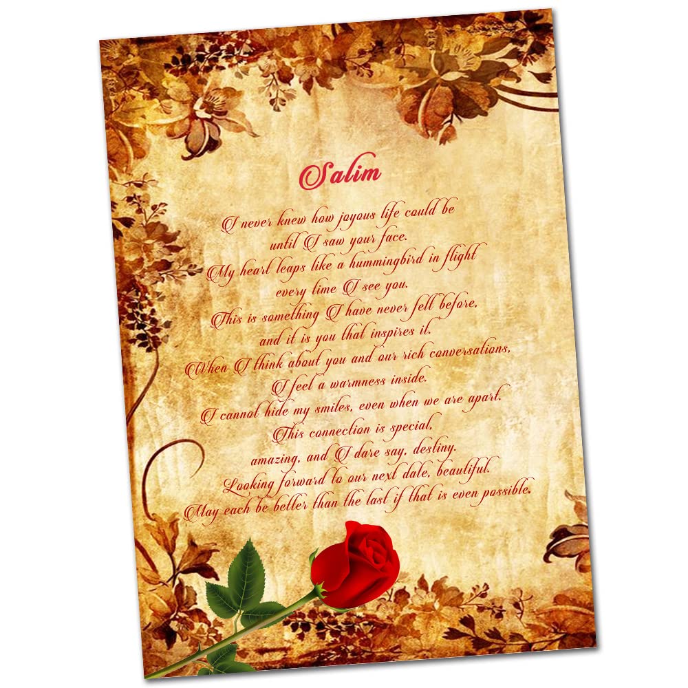 Midas Craft I Love You Salim Romantic Name Love Letter on Birthday Anniversary Valentine's Day Customised 030