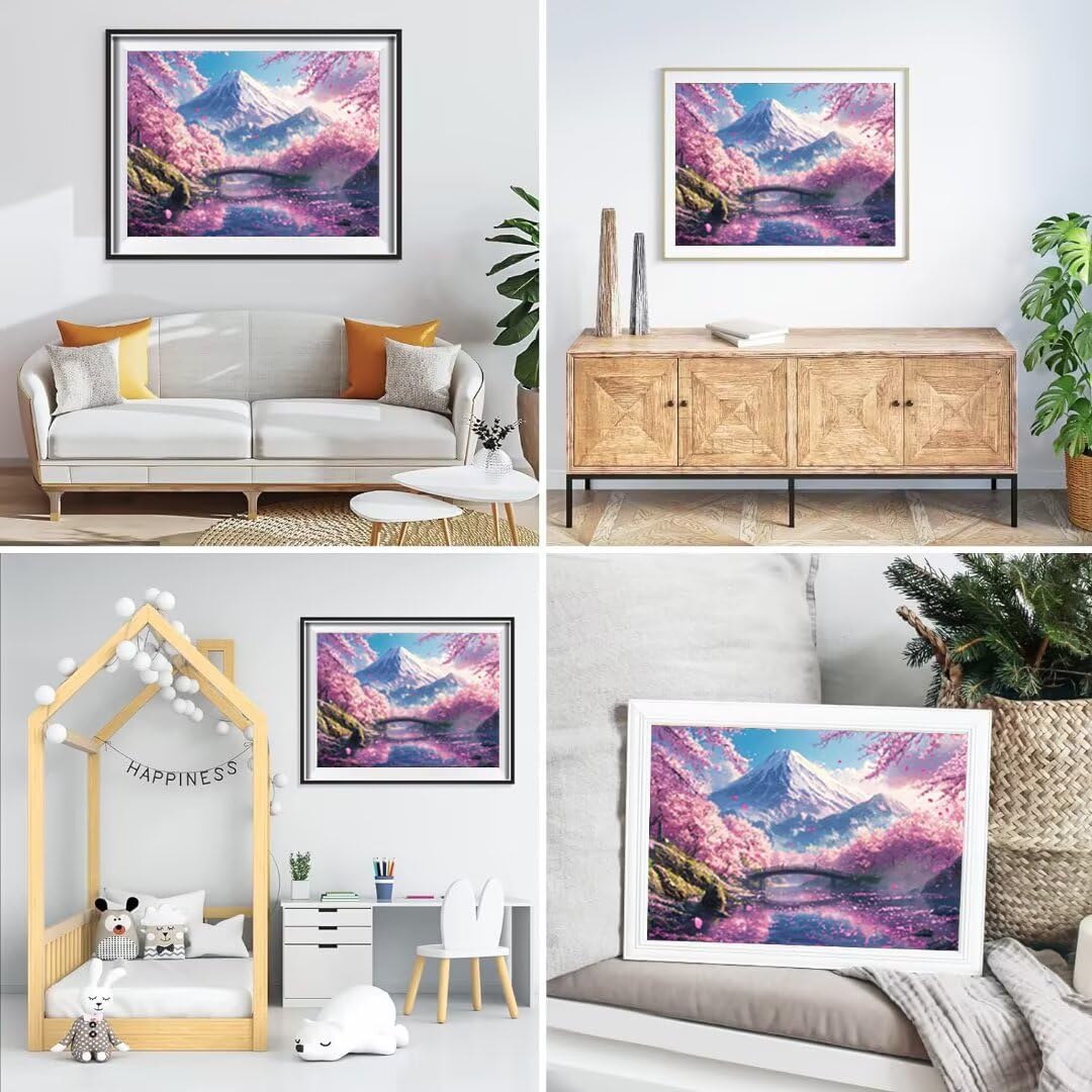 5D Kwiaty Wiśni Malarstwo Diamentowe Malarstwo Zestaw, DIY Dolina Diament Pełne zestawy, Diamentowe zestawy artystyczne dla dorosłych Początkujących, Square Diamond Cross Stitch Painting, Wystrój domu