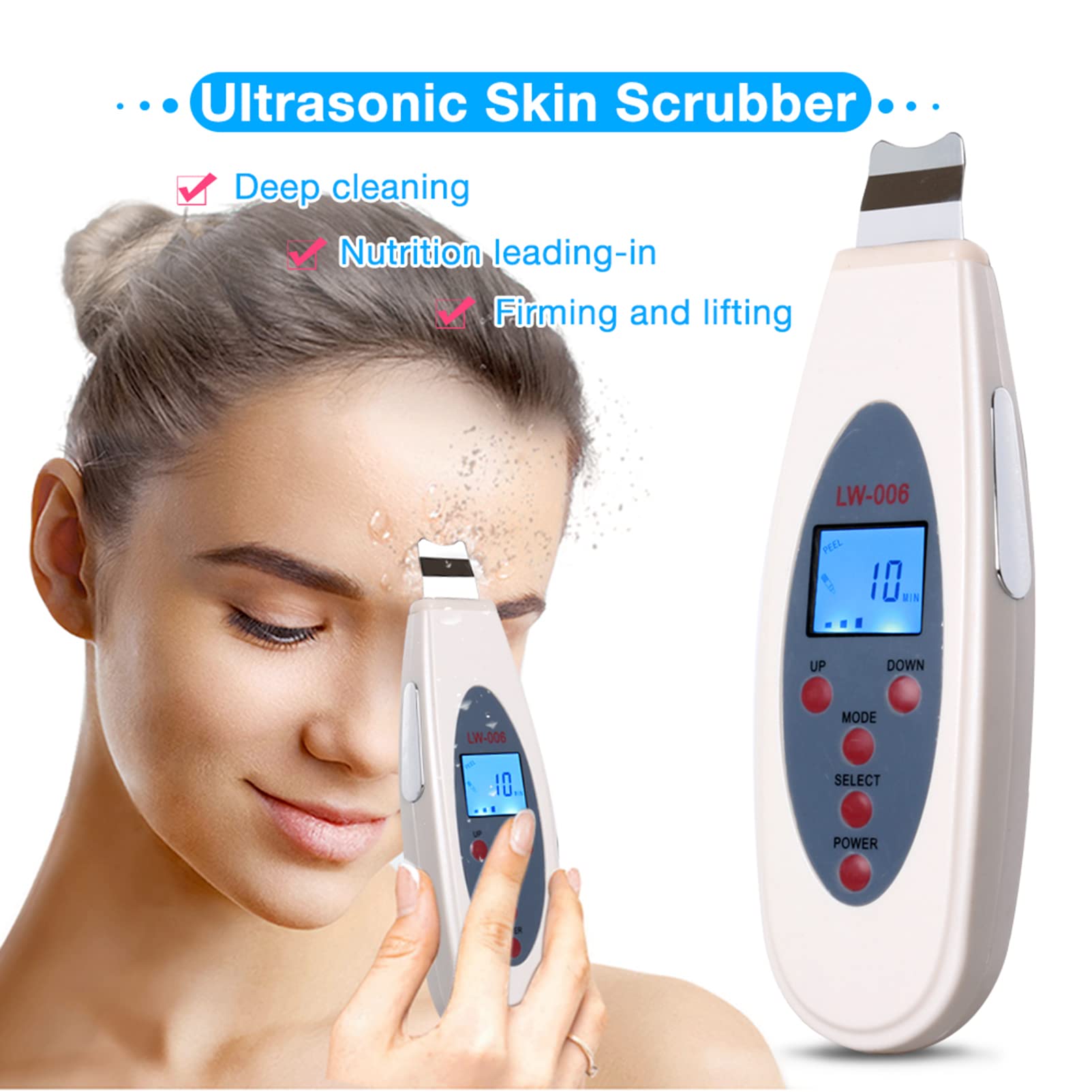 Scrubber Ad Ultrasuoni per La Pelle, Macchina per La Pulizia Profonda della Scrubber Ad Ultrasuoni con Display a LED, Macchina per L'ascensore della Pelle del Viso con Pala Sbucciata