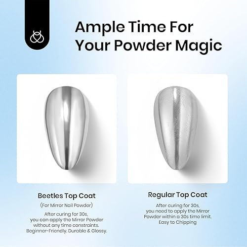 Miniatura 2 de beetles Gel Polish Gel de capa superior para polvo de uñas cromado con gel de sellado decorativo de 0.2 fl oz x 2 acabado brillante y pegamento de