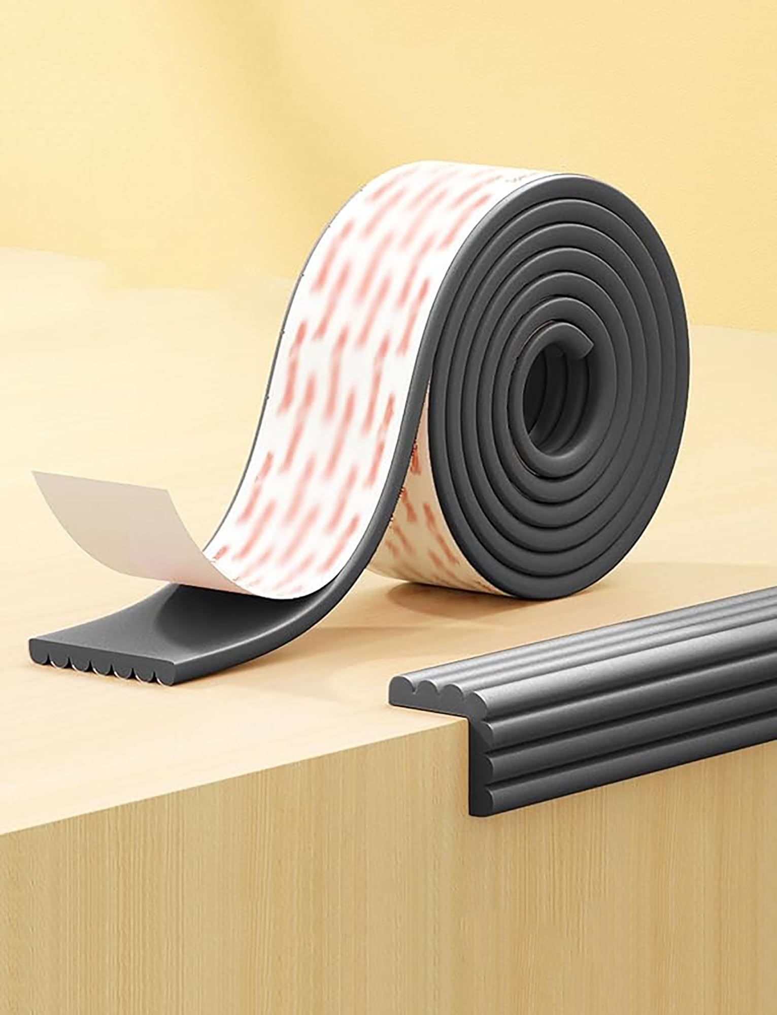 Extra Wide 8cm Foam Furniture Edging Tape, Edge Protector Stick Flatbed for Cabinet, Bedroom, Bedside Edge Guards Bumper Cushion and Bunk Bed Steps(Black,Length 2 meter)