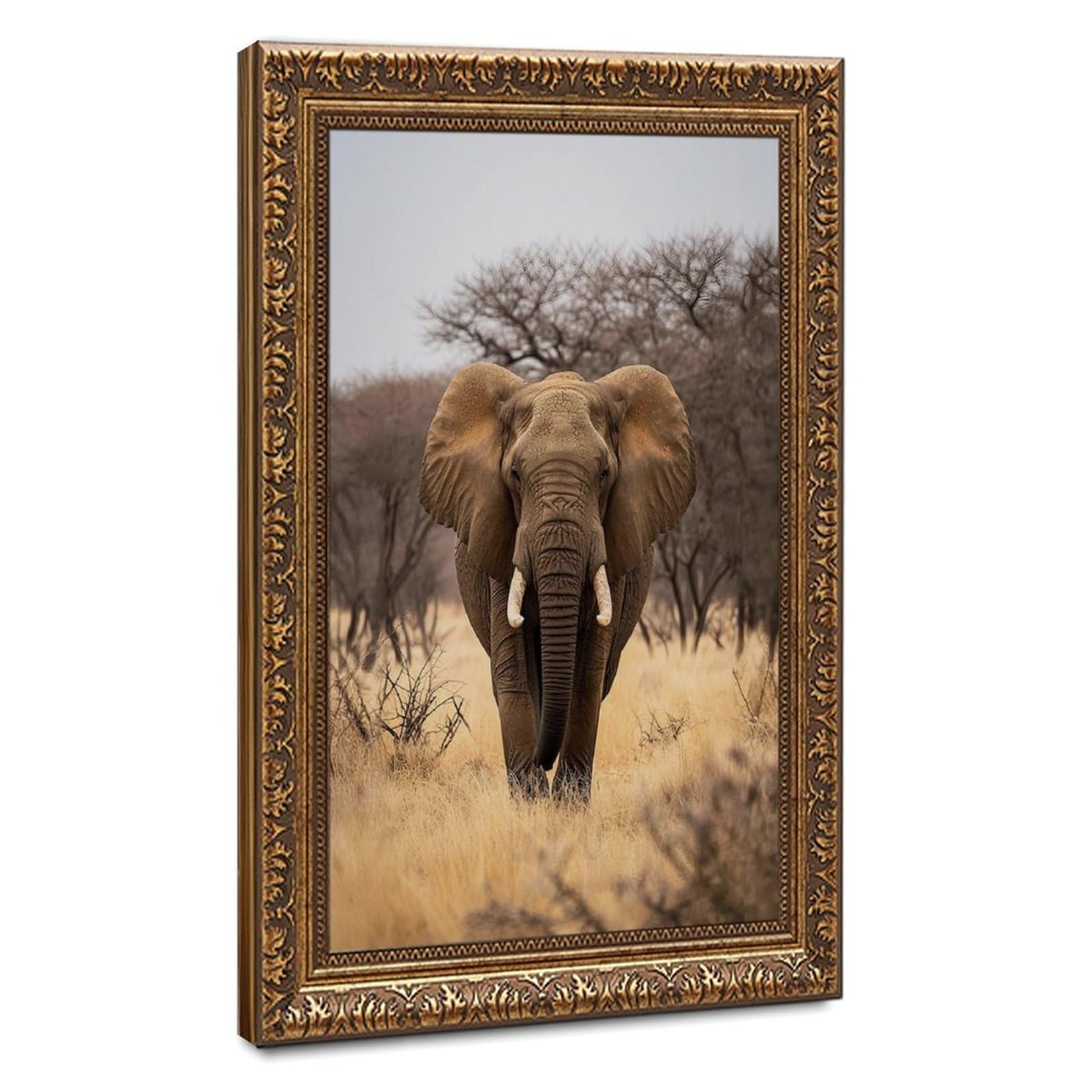 Bareronor African Elephant Canvas Poster Bedroom Decor Landscape Office Room Decor Gift 24" L X 36" W