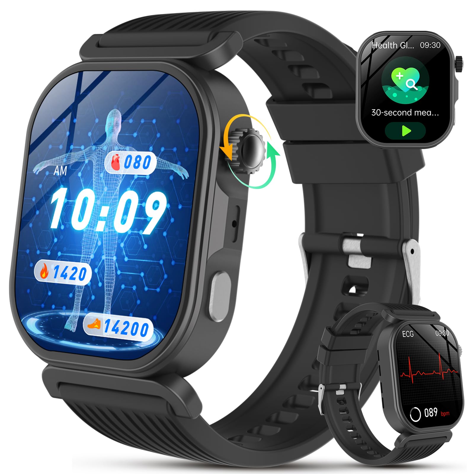 YUPENG 2026 Nouv’ Montre Connectée avec ECG/HRV/Acide urique/IMC, 1.88" Smartwatch avec Appel Bluetooth, 24/7 Fréquence Cardiaque/Sommeil/SpO2/Apnée/Appel d'urgence/SOS pour Android iOS
