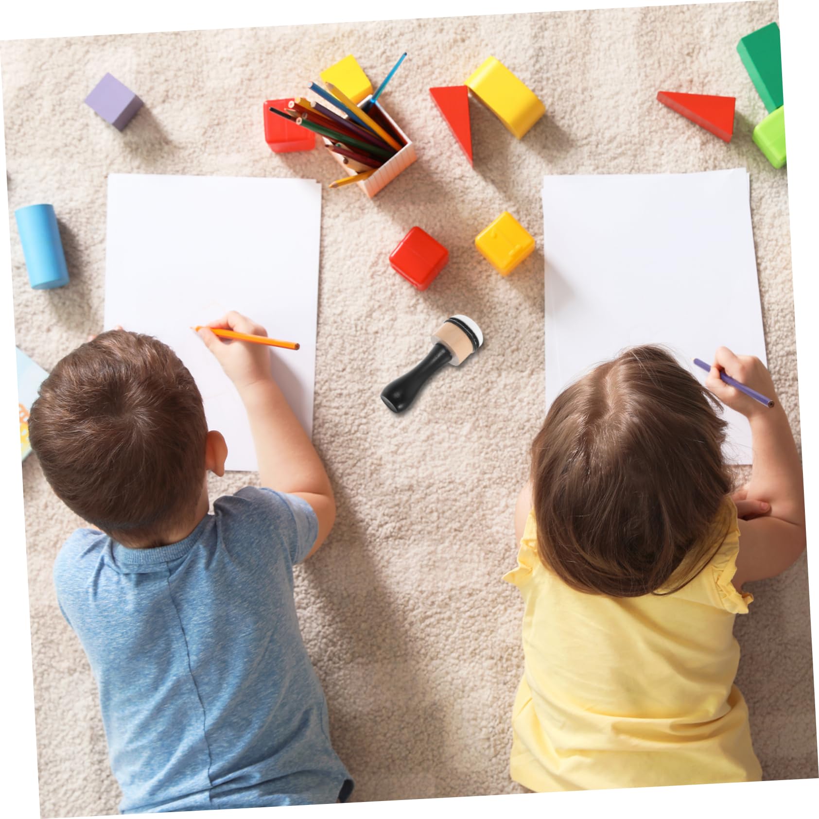 Uonlytech 5 Set Pennello in Spugna Per Pittura Timbratura Spugne Spugna Artistica Miscelare Pennello Di Timbri a Vernice Francobolli Di Accessori Di Pittura Di Legno