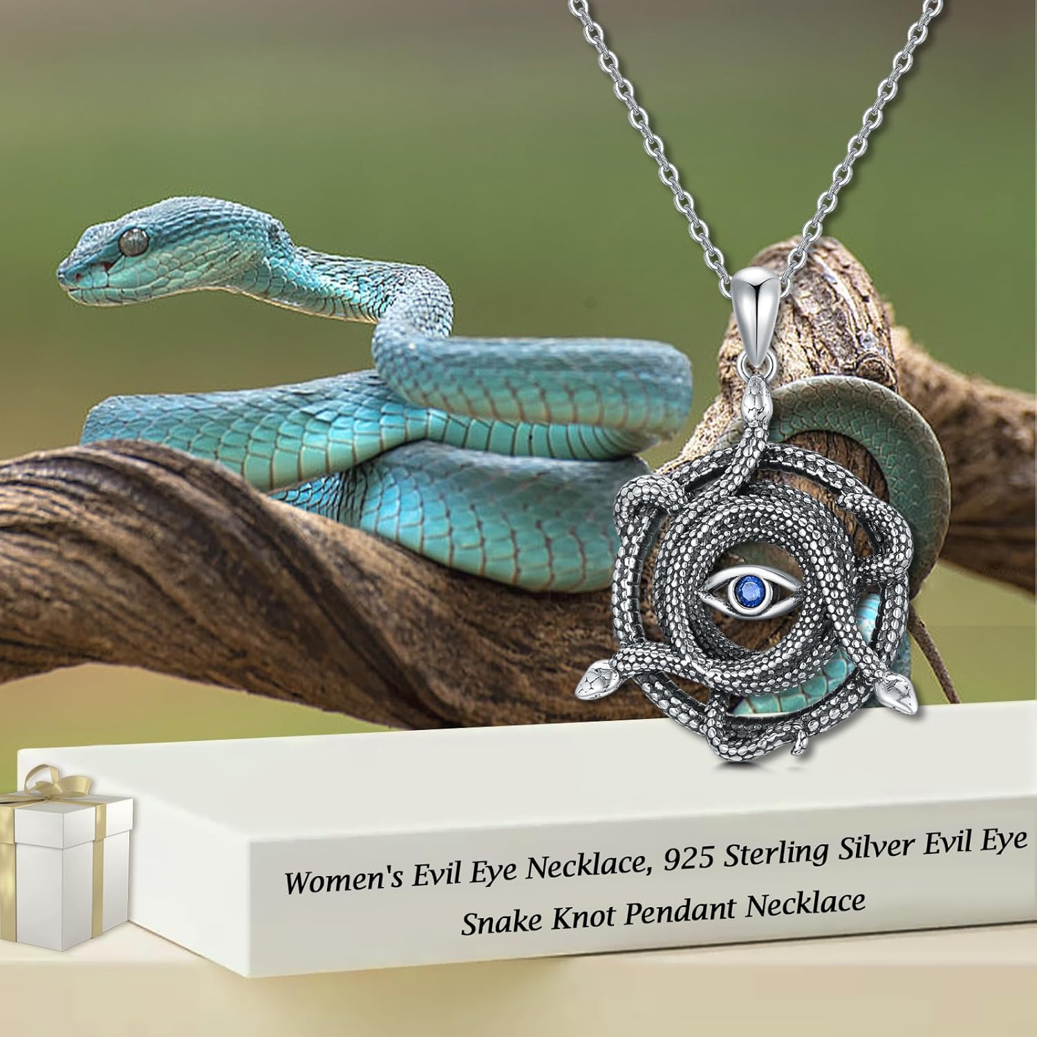 Snake Necklace 925 Sterling Silver Mysterious Snake Pendant Necklace Gothic Necklace Snake Jewelry Gift for Women Men - Image 6
