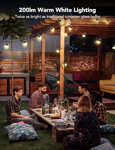 Miniatura 4 de Govee Guirnalda de luces H1 para exteriores, 50 pies, RGBIC para exteriores, con 15 bombillas LED blancas cálidas regulables, luces inteligentes