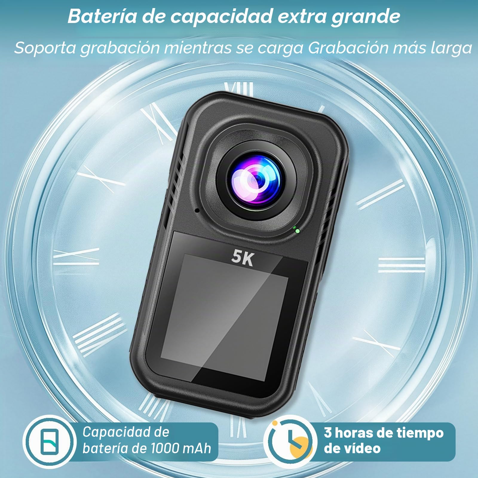 Action Cam 5K, Mini Action Cam con Tarjeta de 64GB, Videocámara Deportiva WiFi de 130°, Cámara Deportiva para Aventura, Cámara Deportiva para Ciclismo, Vlogging y Viajes