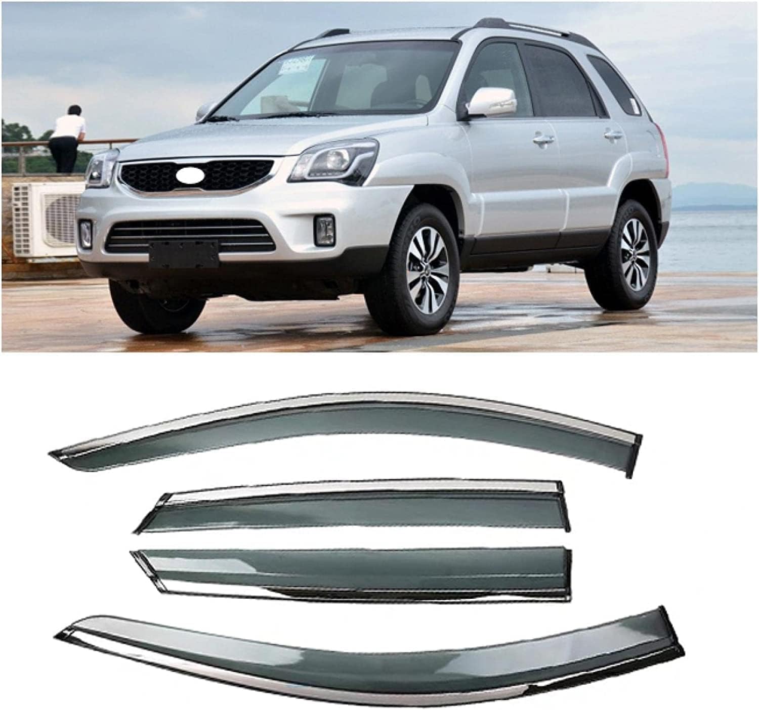 PANXUC Car Wind Deflectors for KIA Sportage 2013, Side Window Wind Rain Deflector Window Visor Sun Rain Guard Smoke Guards
