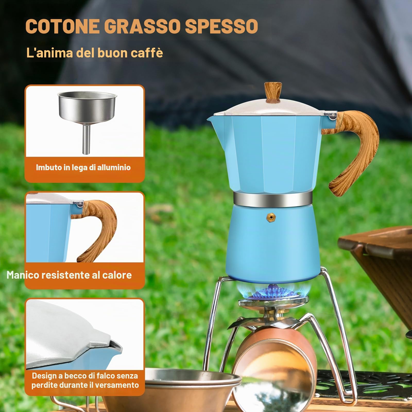 12 Tazze di Alluminio Espresso Stovetop Moka Pot Express Coffee Maker Percolator Italiano Classico Moka Macchina per Caffè Italiano e Cubano Brewing per la Casa e il Campeggio 600ml 20oz