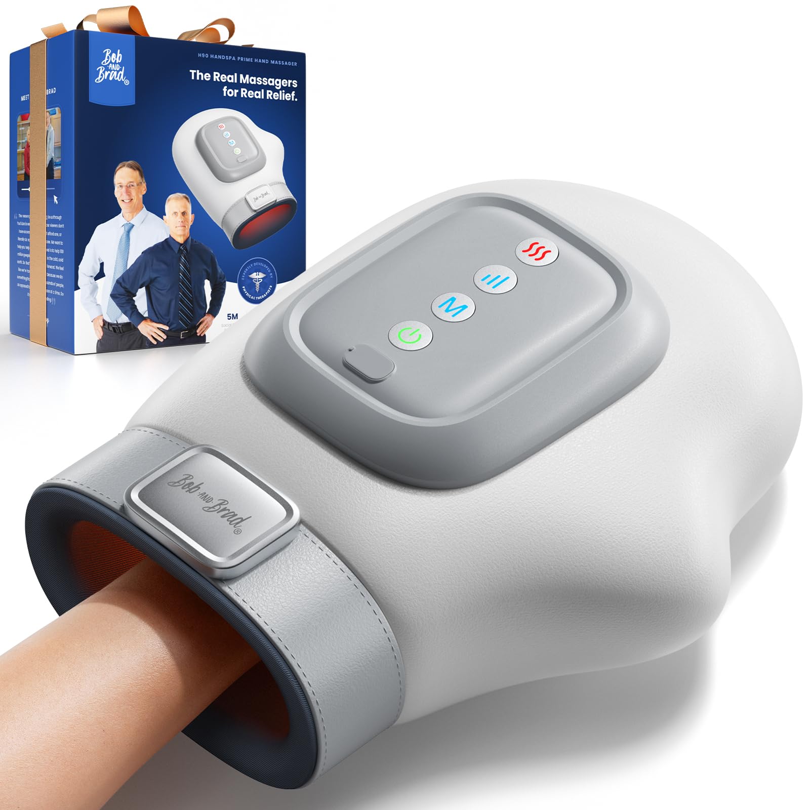 BOB AND BRAD Hand Massager with Heat and Compression Individual Fingers FSA-HSA Eligible Cordless Portable HandSpa Prime Hand
