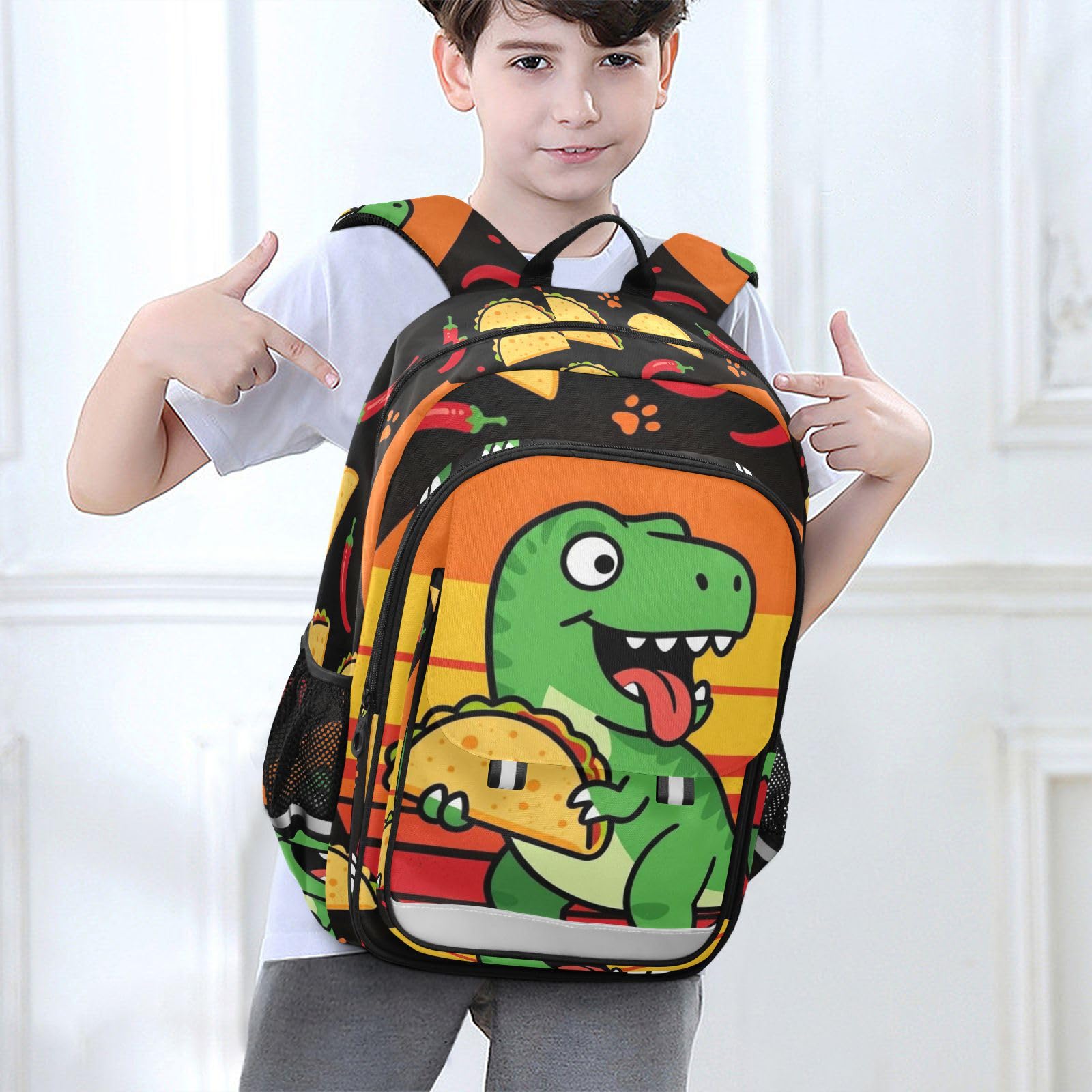 GuoChe Zaino per bambini con chiusura a scatto, motivo: rettile pastello