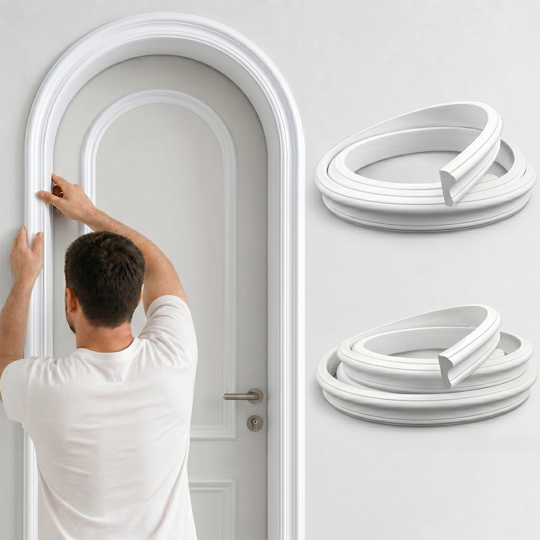 CBBEONRN Wall Molding Trim PVC Flexible Chair Rail Decorative Wall Trim for Mirror Door Cabinet Frame Border Home DIY W 4cm, L 7m
