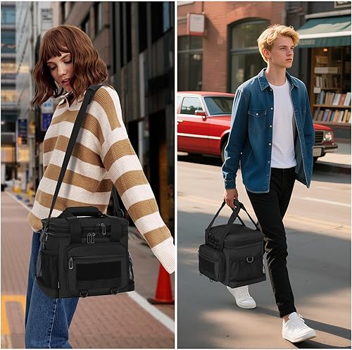 Miniatura 7 de Lonchera táctica grande para adultos, bolsa de almuerzo aislada duradera con correa para el hombro, bolsa de almuerzo expandible para hombres y