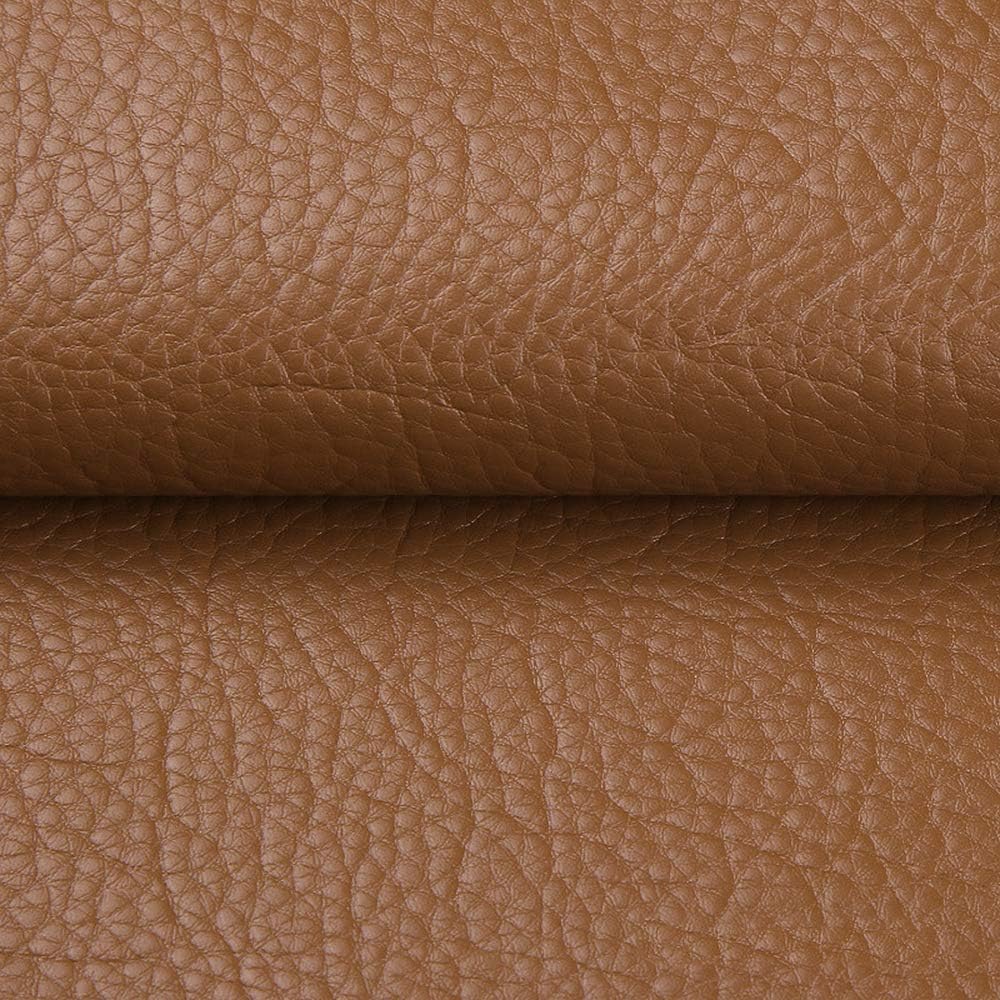 ANMINY 3 Yards Faux Leather Fabric 54" Wide Vinyl Upholstery Fabric by The Yard 0.7MM Thick Soft PU Leather Outdoor Vinyl Material for Marine Furniture DIY Sewings Crafts Boat Car, Brown