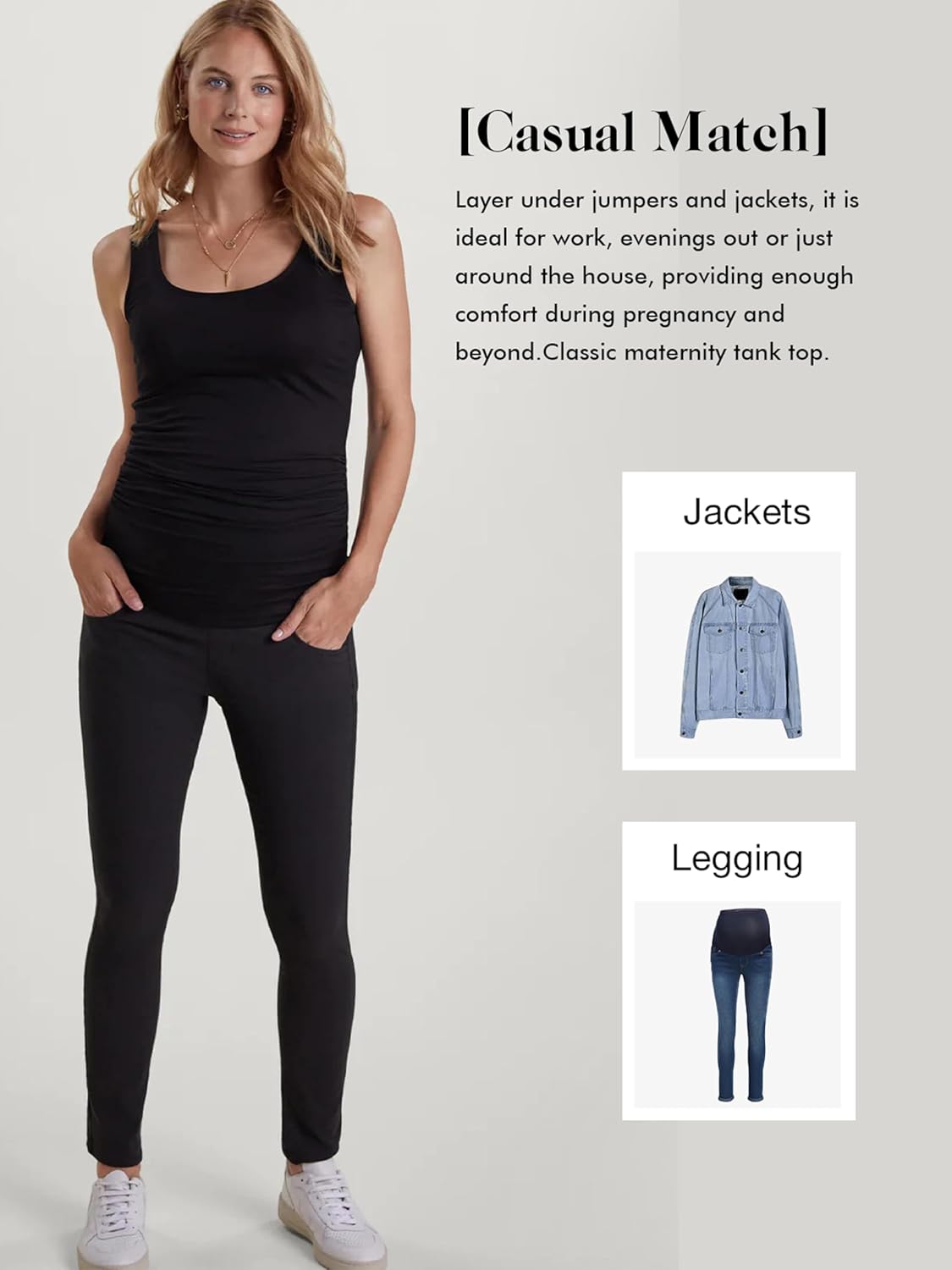 Ecavus 3PCS Womens Layering Maternity Tank Top Pregnancy Shirt Scoop Neck Sleeveless Ruched Vest - Image 5