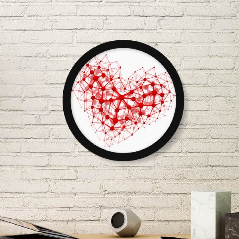 Illustration Atome Coeur : Cadre Photo Rond Noir Minimaliste pour Bureau
