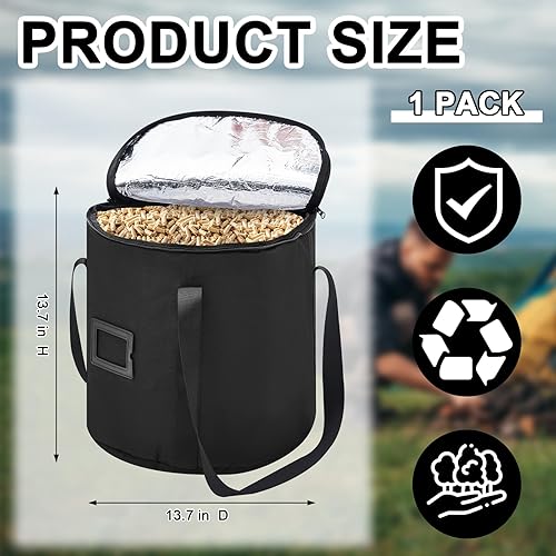 Miniatura 2 de Contenedores de almacenamiento de pellets de madera de 20 libras, contenedor de carbón impermeable, contenedor de pellets de madera, bolsa de