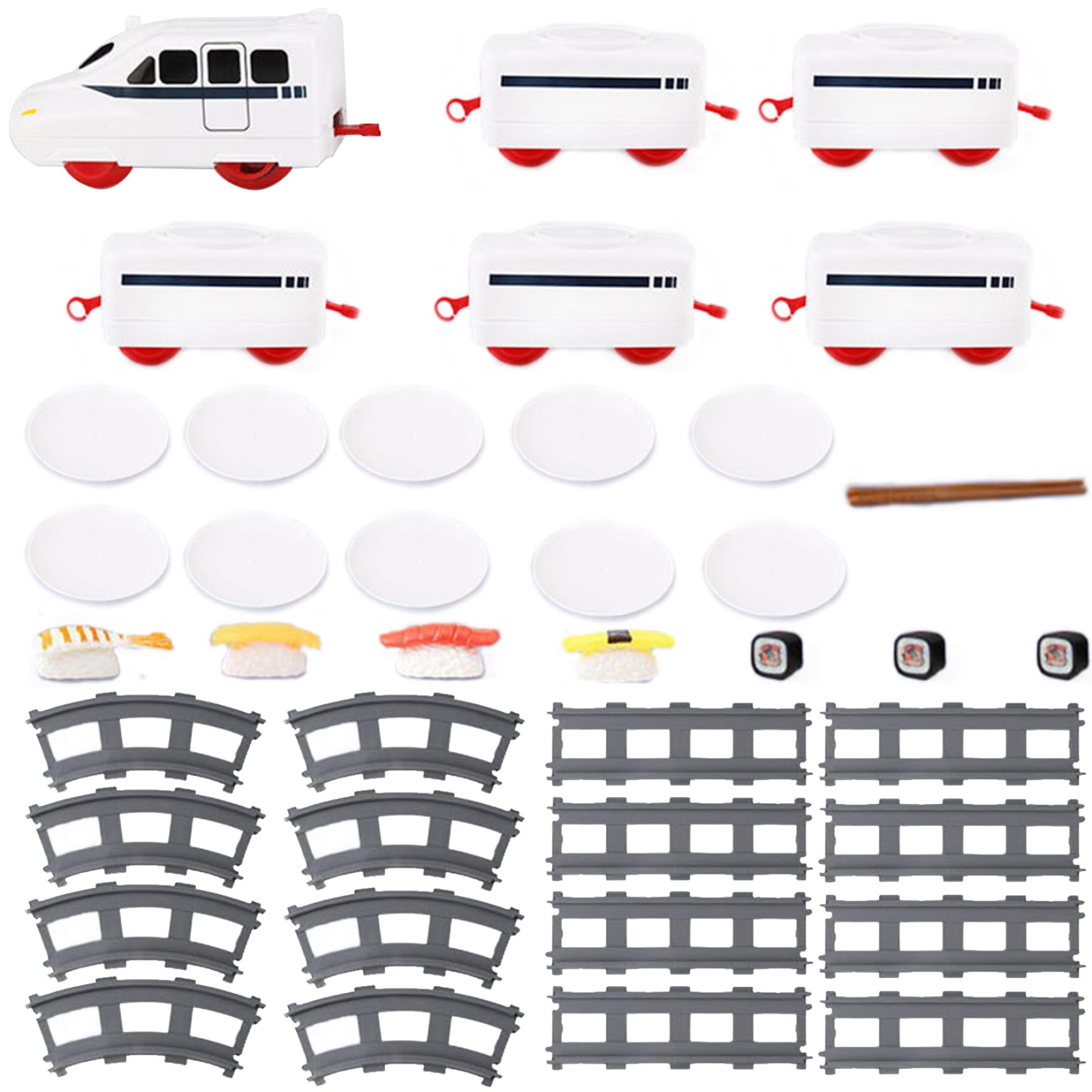 KDAMGOQEFood Train for Table Sushi Train Rotating Food Train for Table Household Dinner Train with Rail Conveyor Belt, Serving Tray Battery Powered Train Table for Party, Display Table, Swing Plate
