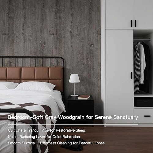 Miniatura 6 de Papel tapiz de madera de 17.7 x 394 pulgadas, papel tapiz de madera gris, papel de contacto de madera, papel tapiz autoadhesivo de grano de madera,