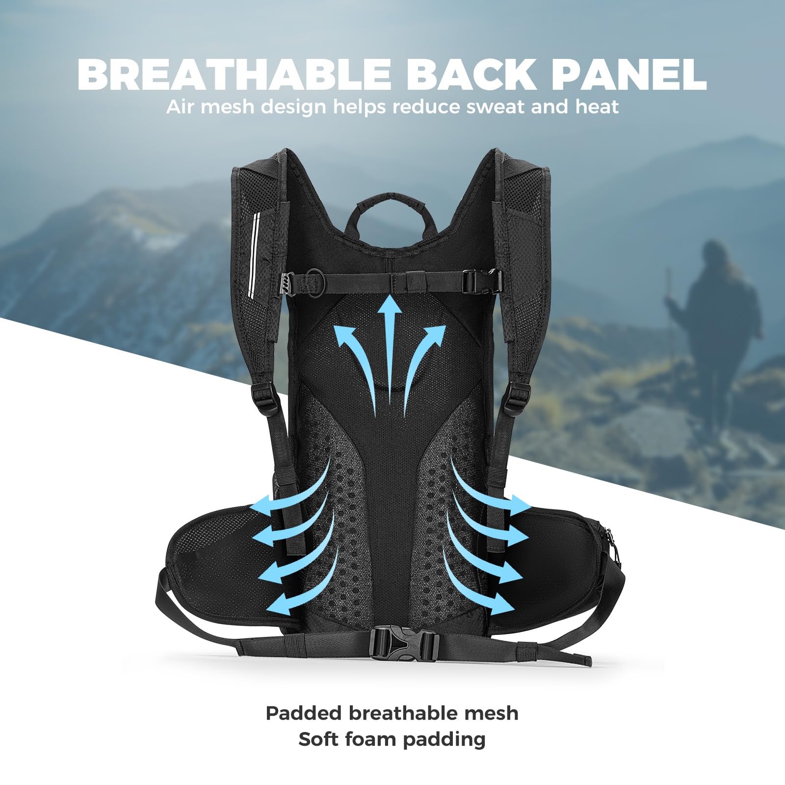 ROCKBROS Wanderrucksack 20L Trekkingrucksack Faltbar, Ultraleicht Reißfest | Outdoor Rucksäcke Mit Rückenbelüftung Herren Damen, für Camping Wandern Reisen Klettern Bergsteigen