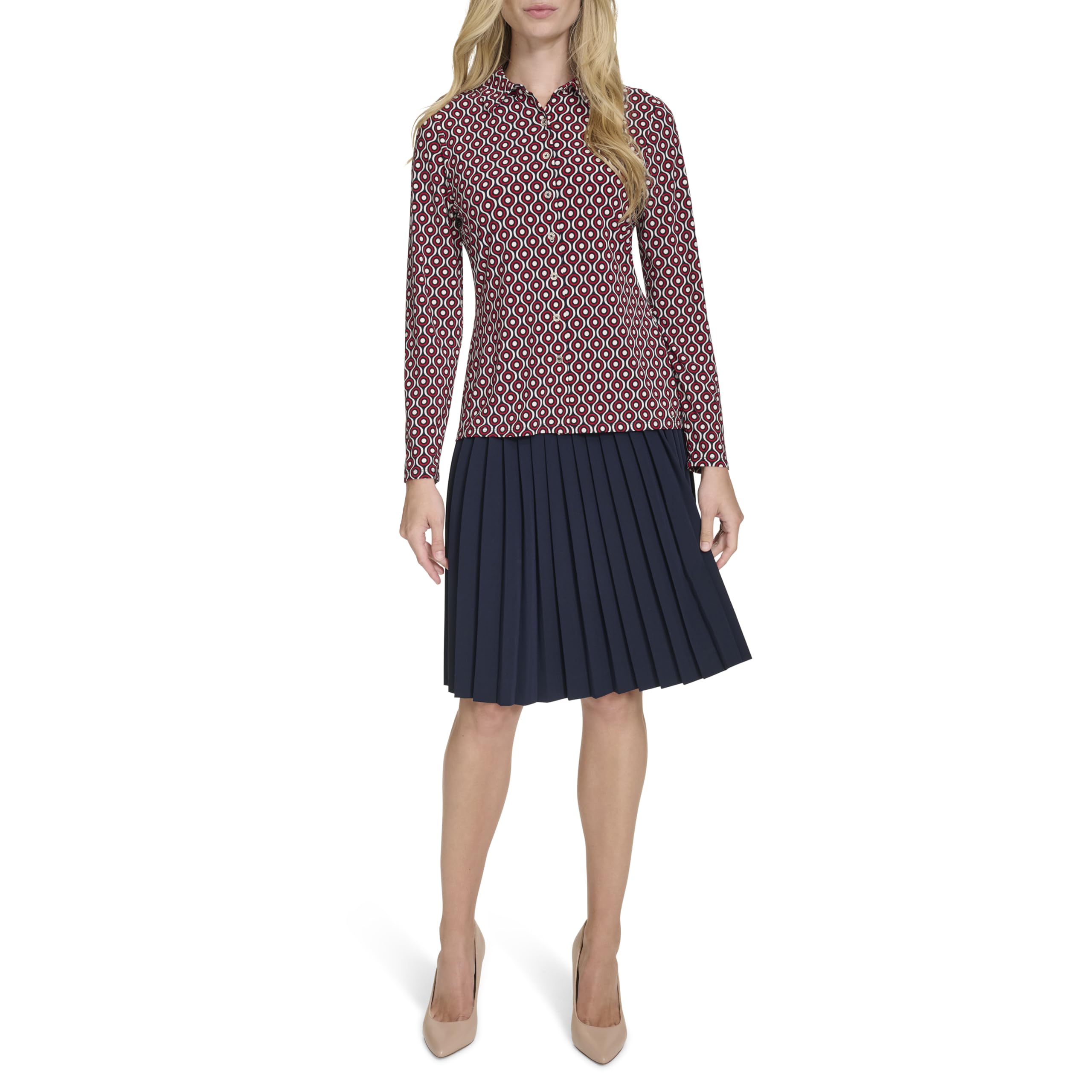 Long Sleeve Collard Button-Down Blouse