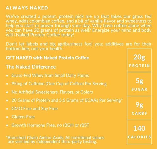Miniatura 2 de NAKED Vanilla Latte Protein Coffee - Café instantáneo de primera calidad, batido de proteínas, café helado, bebidas proteicas, delicioso apto para