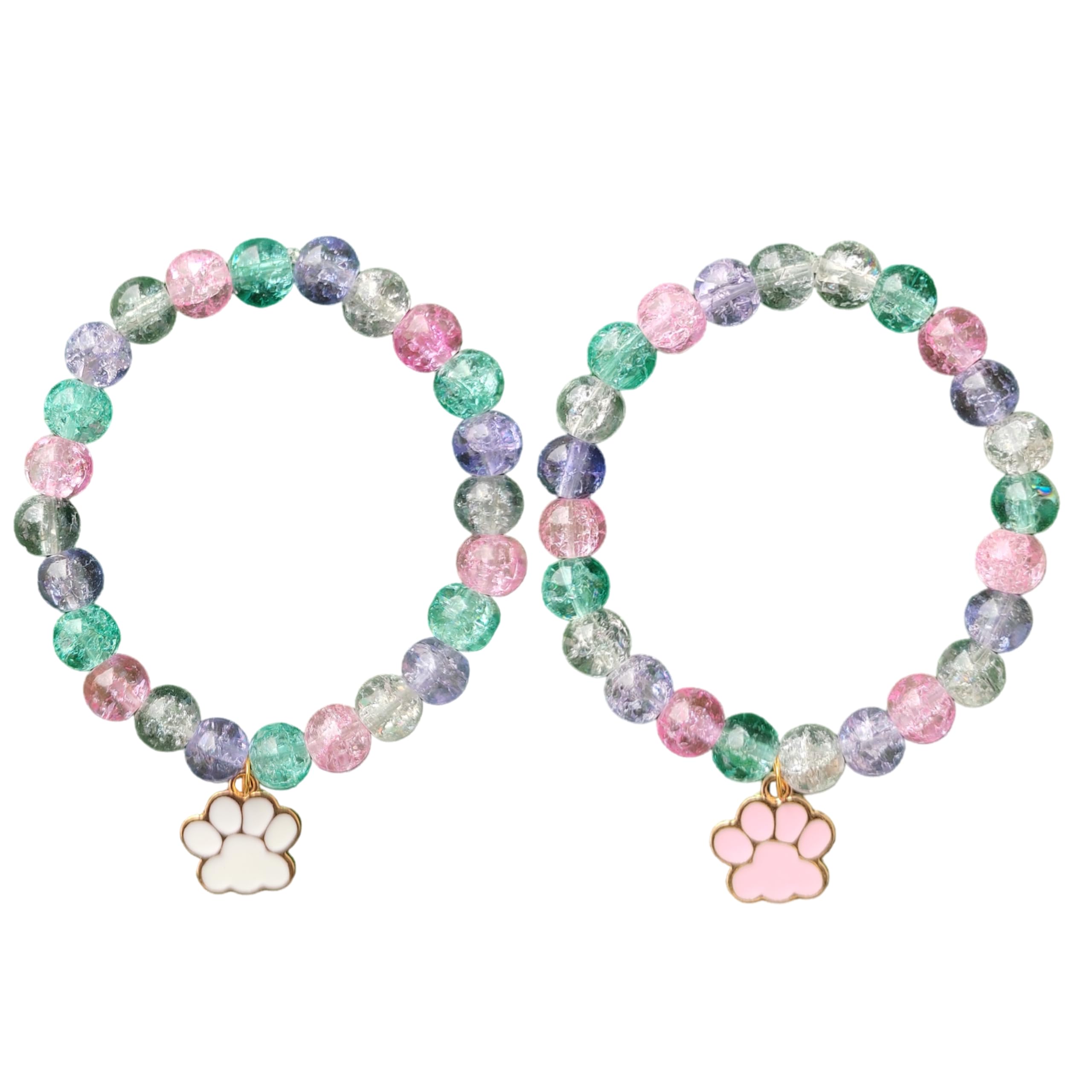 Pack Of 2 Cute Paw (white,pink) Charm Korean Beads Bracelet Combo For Girls And Women|Cute Accessories| Gift (B0CVWW4QWB) Amazon Price History, Amazon Price Tracker