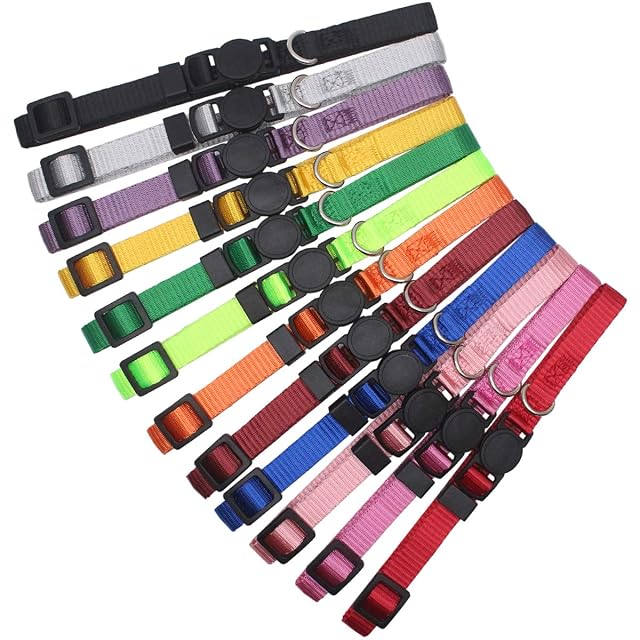 HOLLIHI - Juego de 12 collares de identificación para cachorros de nailon suave para cachorros con cartas…
