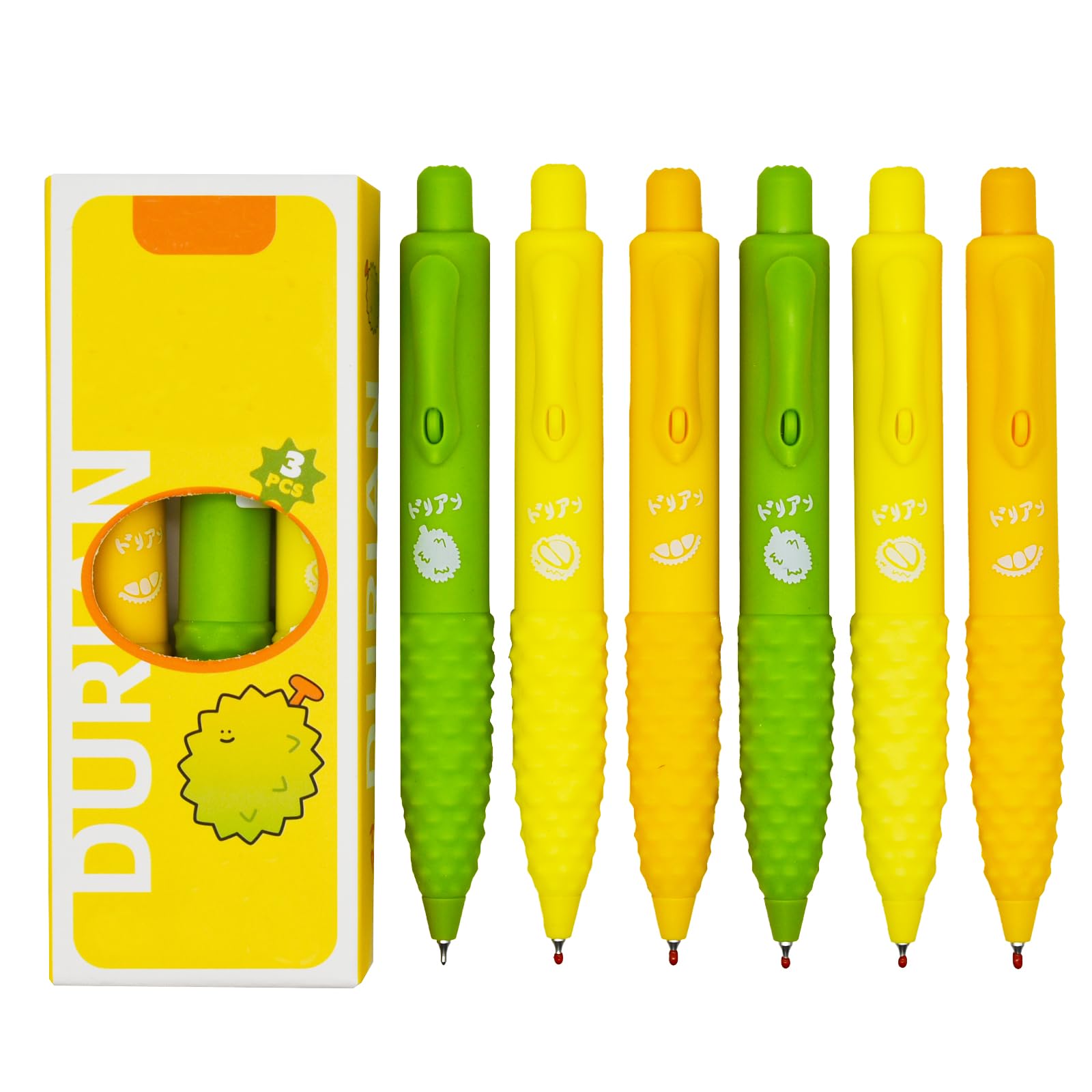 Maydahui 9PCS Retractable Durian Pocket Size Gel Pens Durian Short Fat Pens Fruit Writing Pens Black Ink for Durian Lovers Shcool Home Office Supplies Birthday Gift