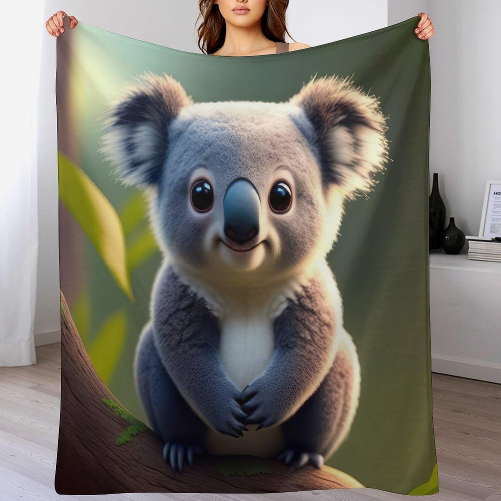 Llxxhh Koala-2 Koala Throw Blankets Soft Warm Comfortable Throws For Couch Flannel Blanket Bed Throw For Bedroom Couch Travel Kids 100×130Cm