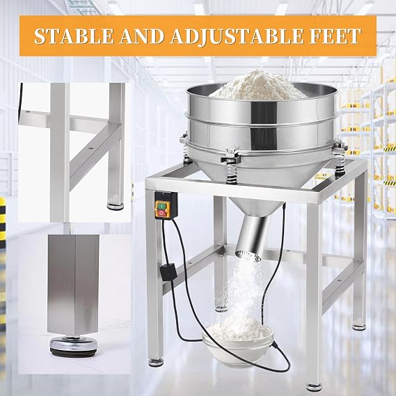 Automatic Powder Sifter Machine, 110V Electric Flour Sieve Shaker with 40 Mesh & 100 Mesh Stainless Steel Screens, High-Speed Sifting Machine for Baking, Food