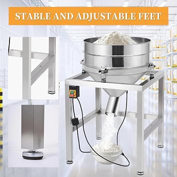 Automatic Powder Sifter Machine, 110V Electric Flour Sieve Shaker with 40 Mesh & 100 Mesh Stainless Steel Screens, High-Speed Sifting Machine for Baking, Food