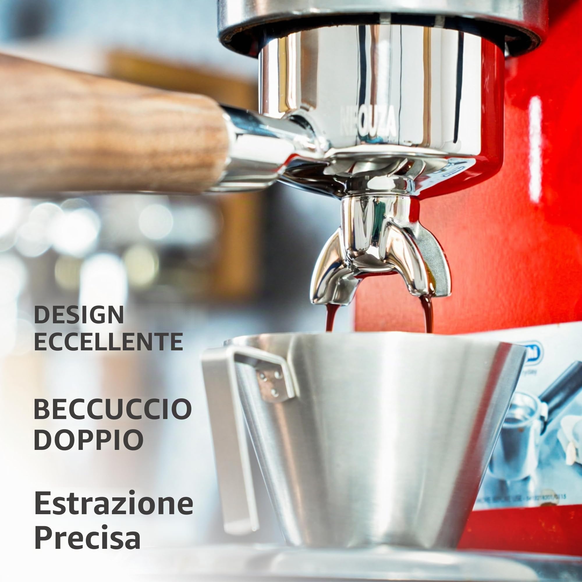 NEOUZA Portafiltro per caffè espresso da 51 mm con doppio beccuccio, compatibile con Delonghi La Specialista EC9155/9255/9335/9355/9665/9865, acciaio inossidabile 304