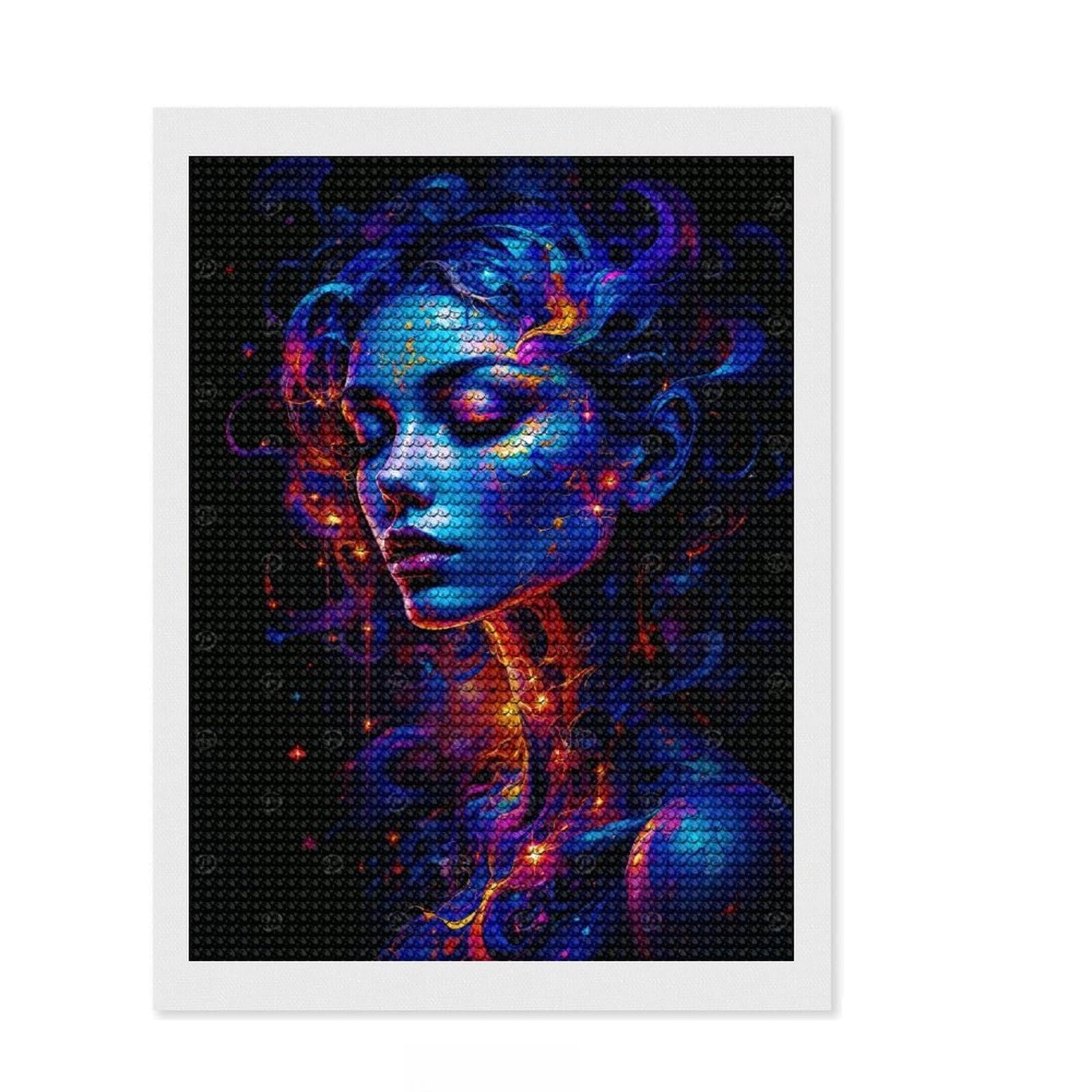 Junmoney A Light in The Dark DIY Diamond Art Canvas Kit 12"x16", Sparkling Round Gems, Adhesive Canvas, Office Decor, Holiday Gift Idea