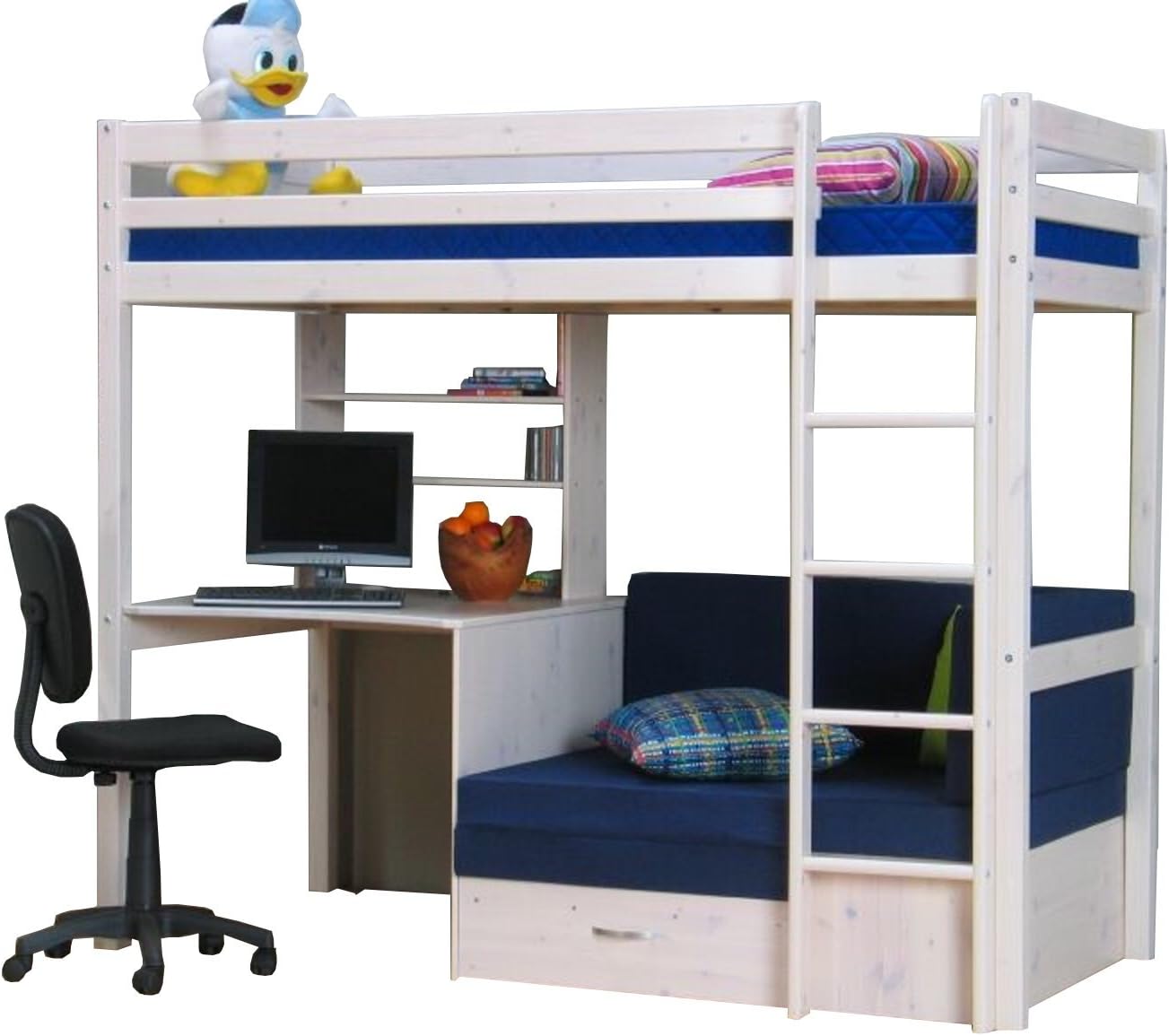 Thuka Cabin Bed 90 x 200 cm Solid Pine Bed Children's Bed Guest Bed Desk