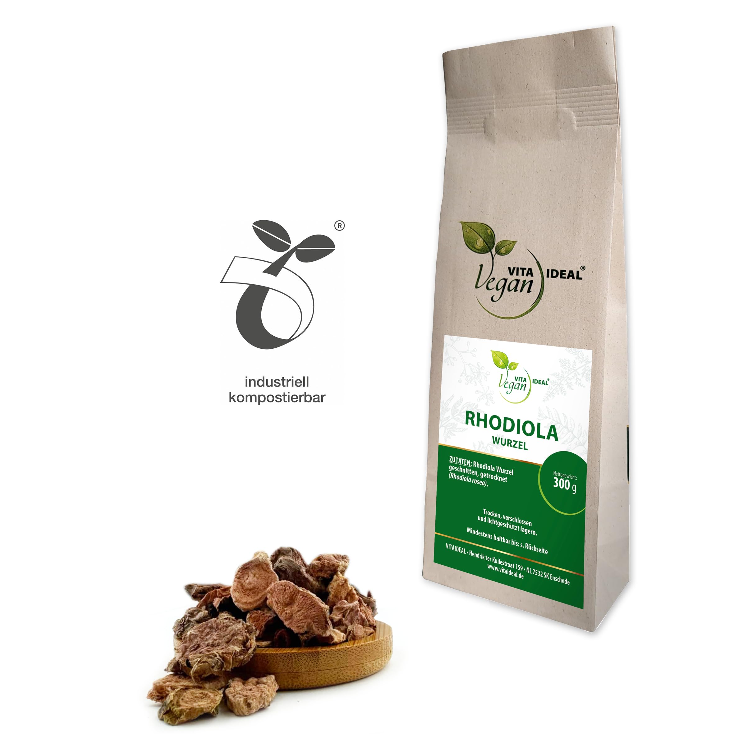 VITAI DEAL Vegan® ROSENWURZ Wurzel 300g geschnitten & getrocknet | Rhodiola rosea, Kräutertee, Für Tee, Tinktur & Aufguss, Ohne Zusatzstoffe