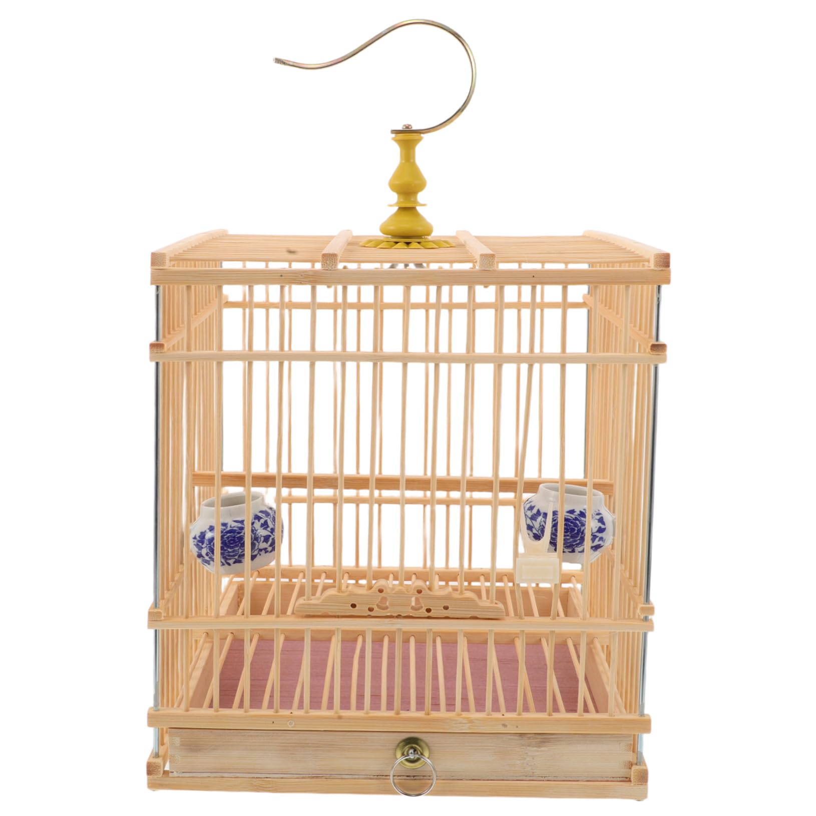 Cage à oiseaux Mikikit portable et beige avec plateau amovible anti-salissures