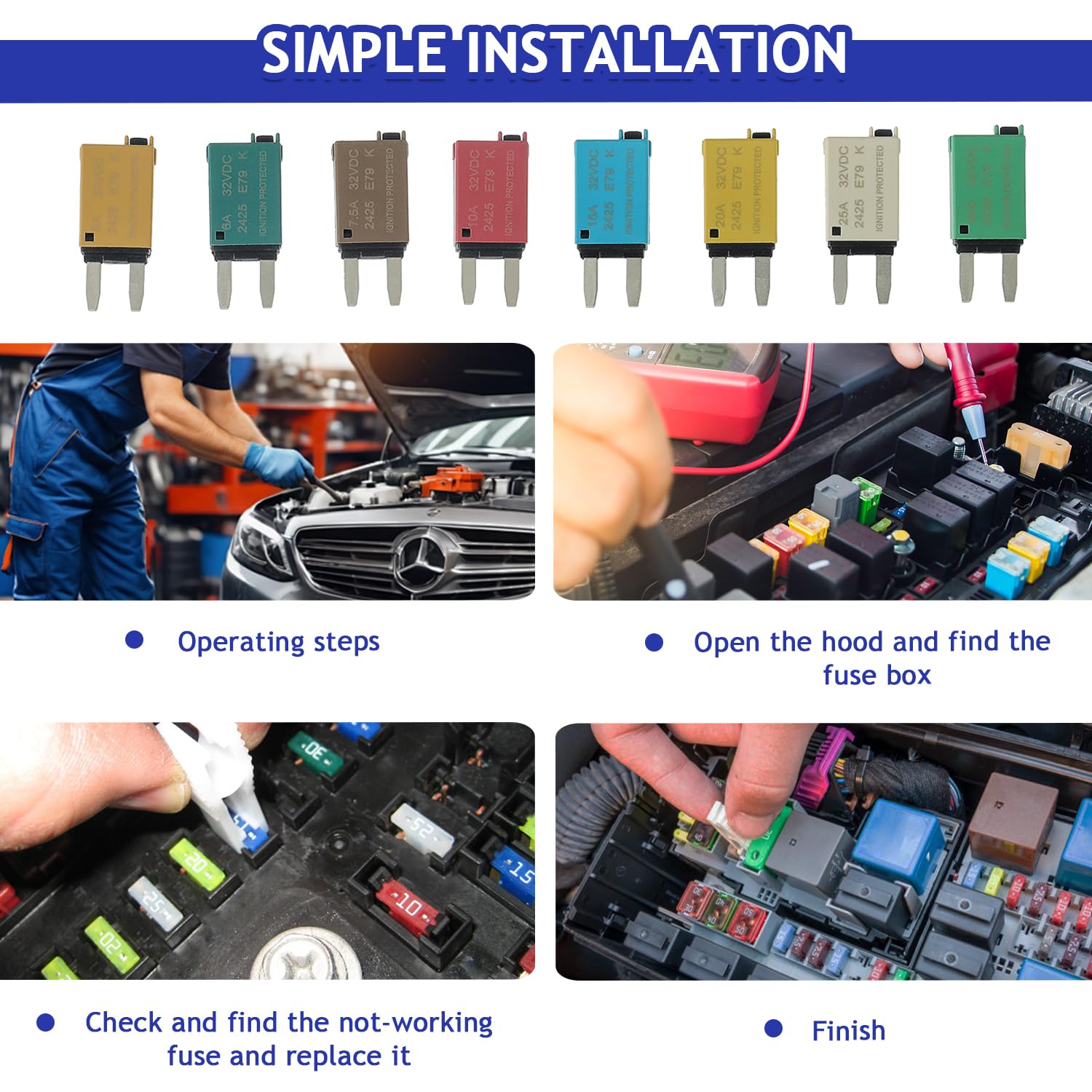 BOJACK ATM Manual Resettable Fuse Low Profile Mini Blade Fuses — Amazon image 4