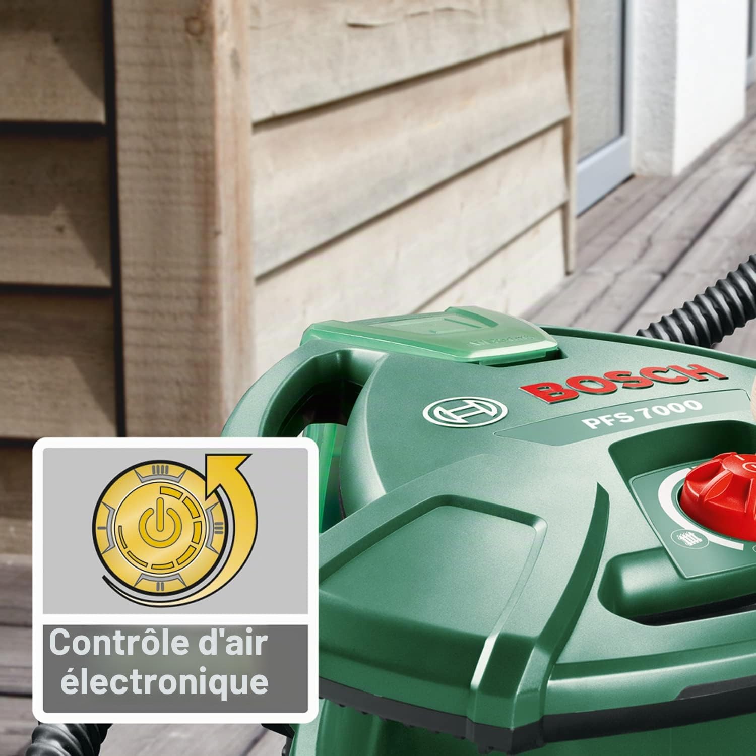 Bosch Pistolet à Peinture PFS 7000 (1 400 W, 2 Godets de Peinture 1 000 ML, 3 Buses pour peintures murales, Vernis, lasures, Filtre de Peinture, Brosse de Nettoyage, livré dans Un Carton)